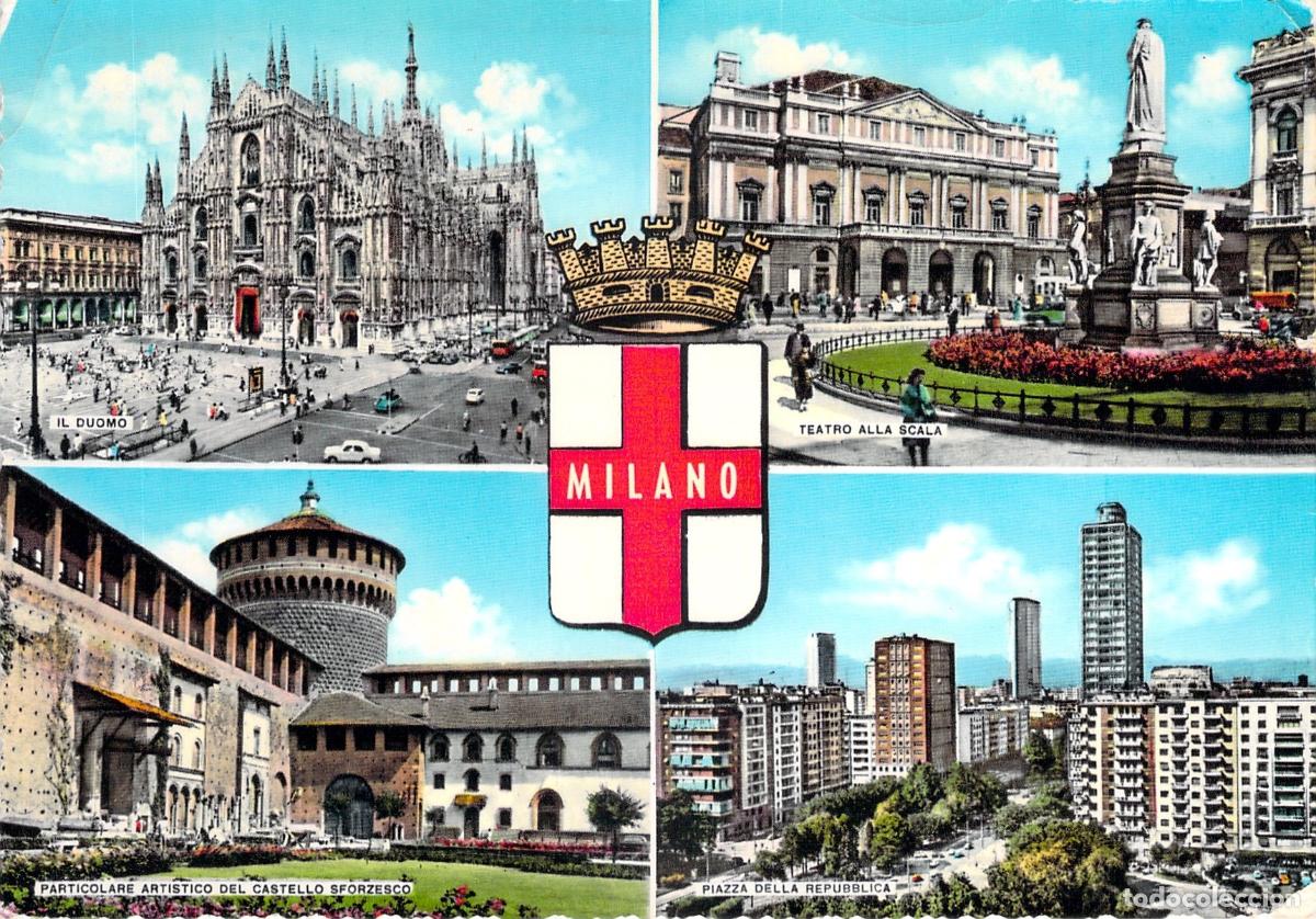 Postales: Postal de Mil&aacute;n con Vistas Multivista del Duomo y la Scala