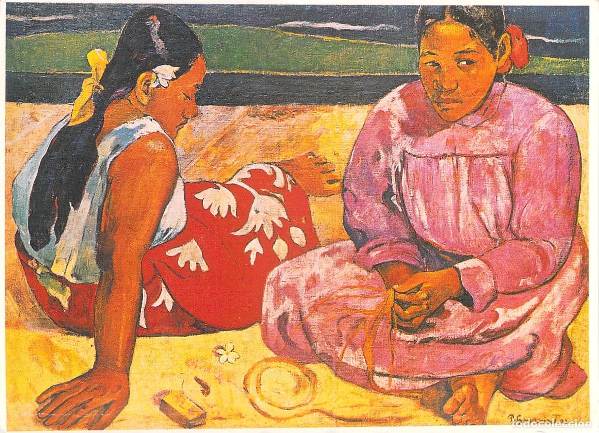 Postales: Postal de Arte Paul Gauguin Mujeres de Tahiti en la Playa