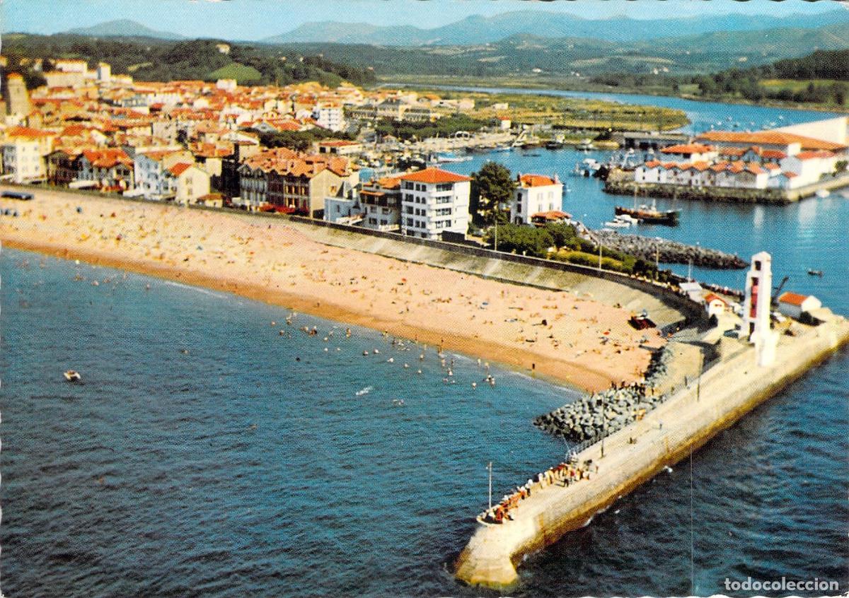Postales: Postal de Saint-Jean-de-Luz: Vista A&eacute;rea de la Playa y el Puerto