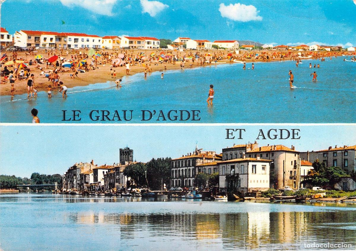 Postales: Postal Le Grau d'Agde y Agde, Playa y Muelles del H&eacute;rault