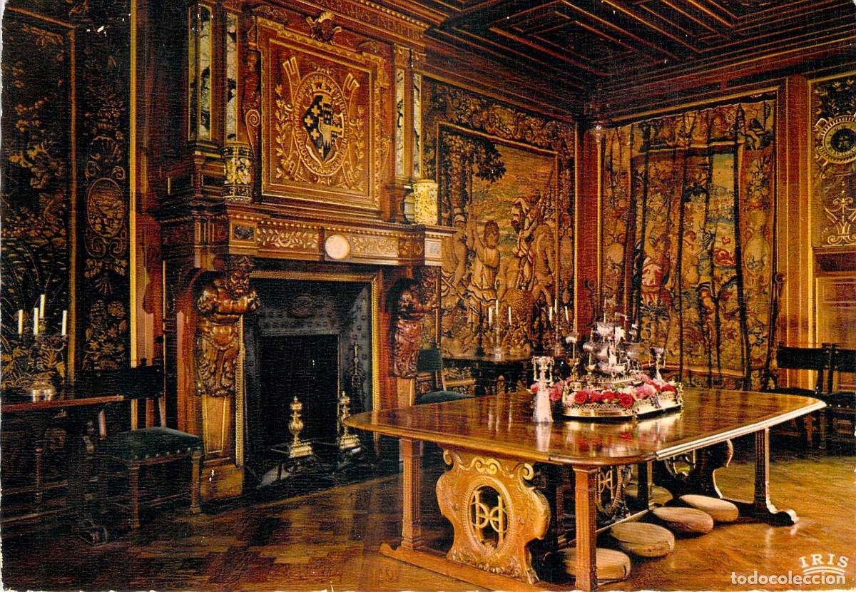 Cartes Postales: Postal del Comedor del Ch&acirc;teau d'Anet con Tapices y Chimenea