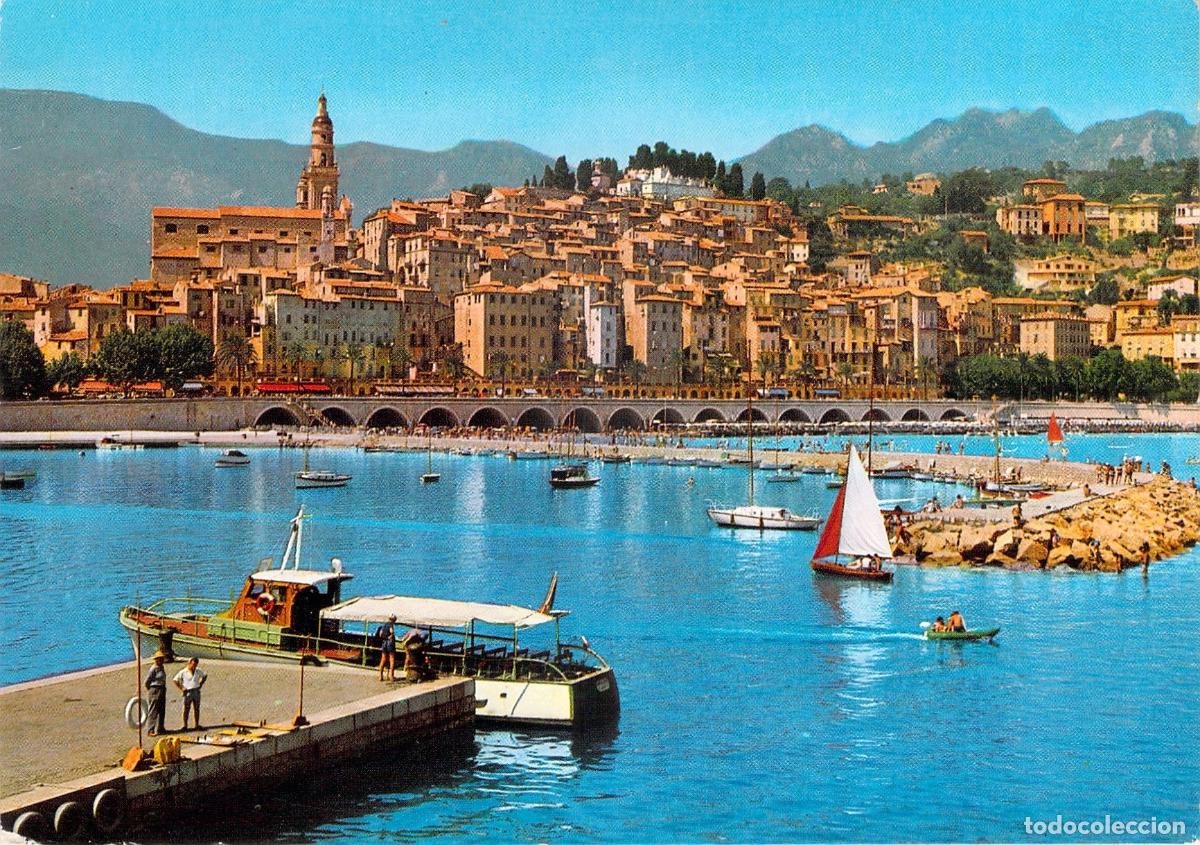 Cartes Postales: Postal de Menton Francia: El Puerto y el Casco Antiguo