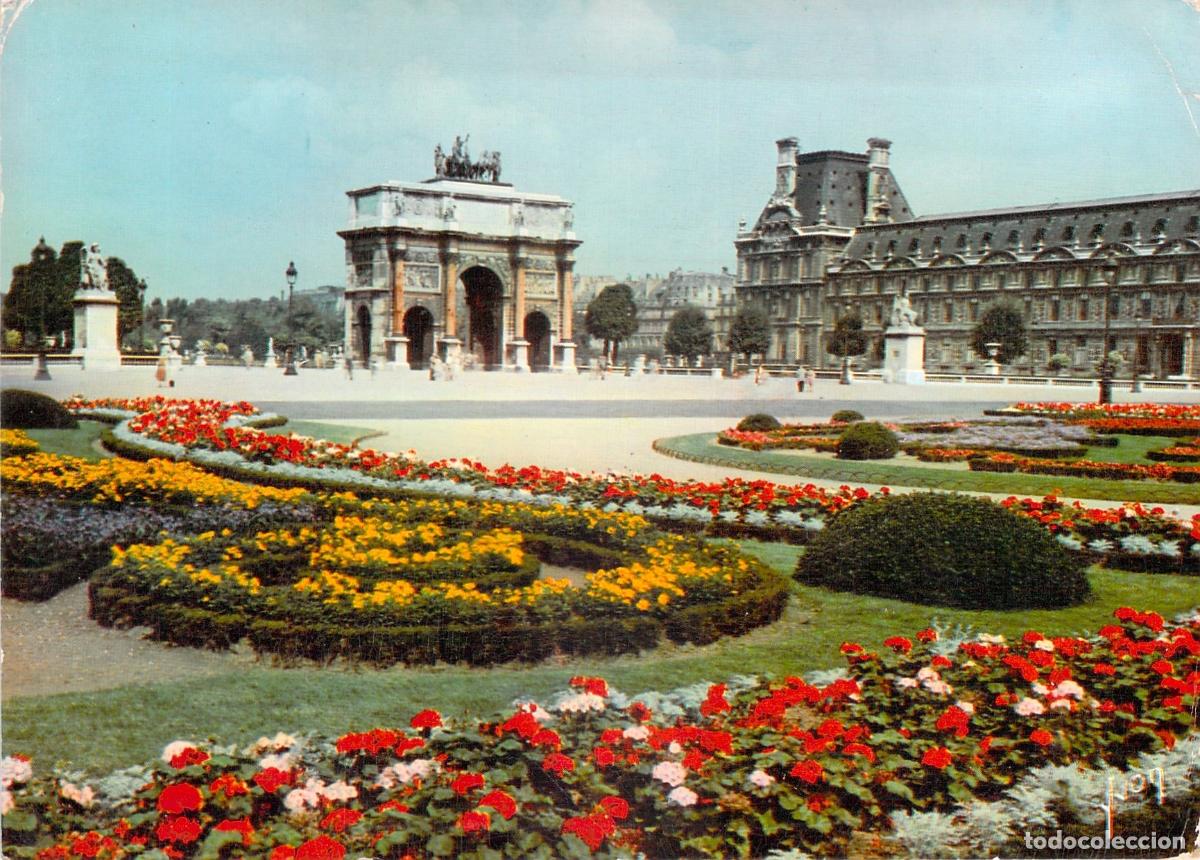 Cartes Postales: Postal de Par&iacute;s Jard&iacute;n de las Tuller&iacute;as y Arco de Triunfo del Carrusel