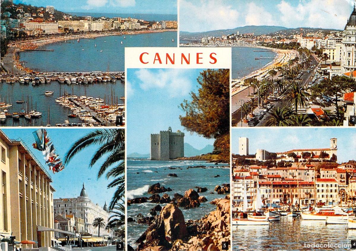 Cartes Postales: Postal Multi-vista de Cannes: La Croisette, Le Suquet y Hotel Carlton