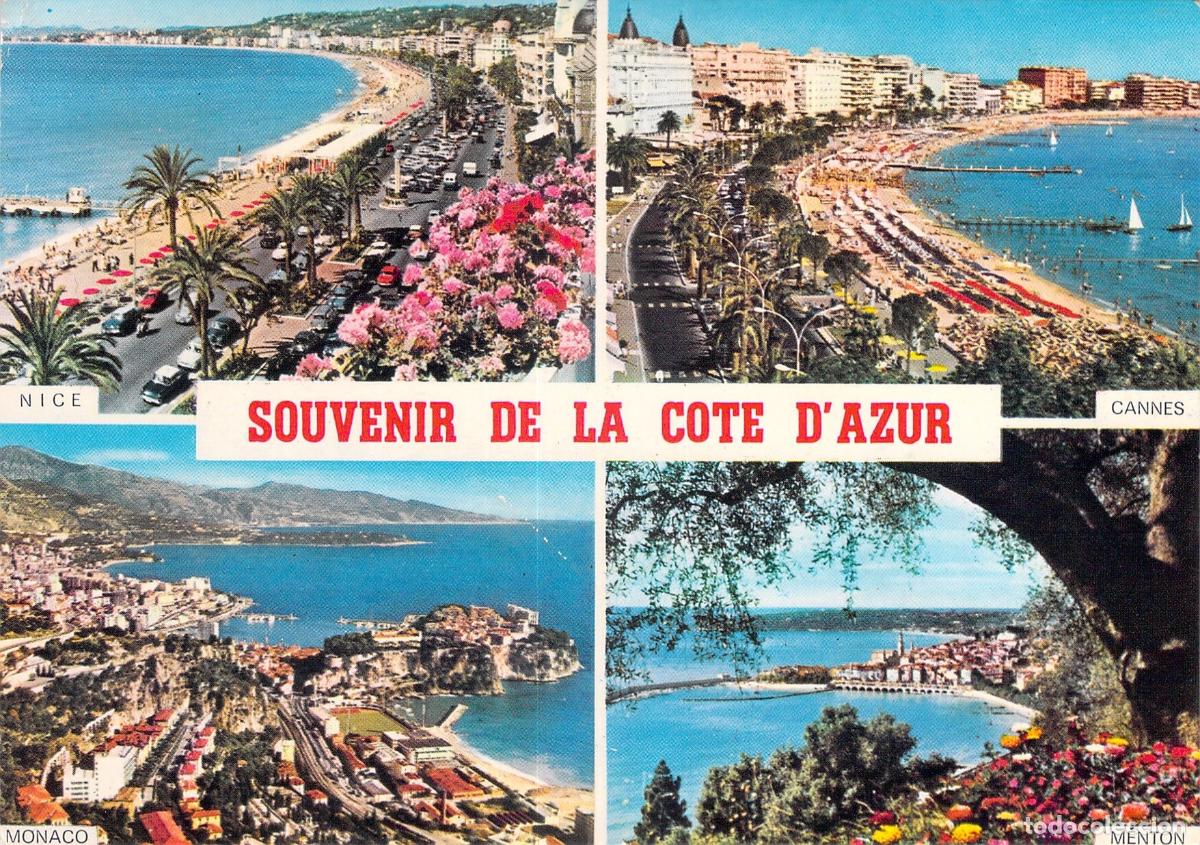Cartes Postales: Postal Souvenir de la Costa Azul Niza Cannes M&oacute;naco Menton