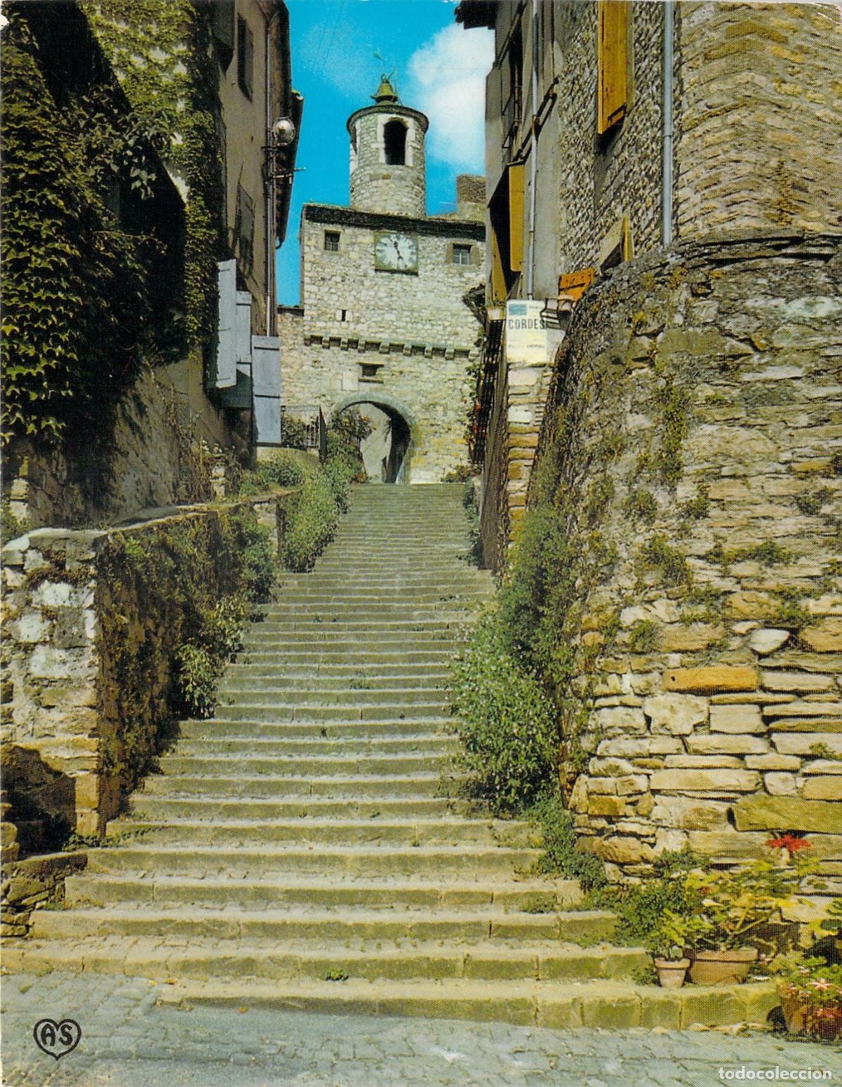 Cartes Postales: Postal de Cordes-sur-Ciel Francia Escalera Pater Noster y Torre del Reloj