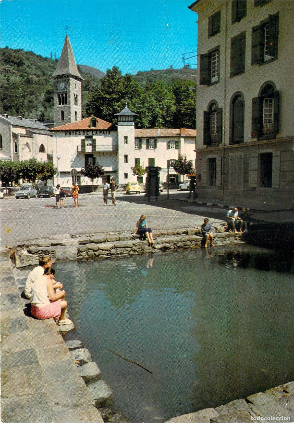 Cartes Postales: Postal de Ax-les-Thermes Francia Piscina de Agua Caliente y Hotel de la Paix