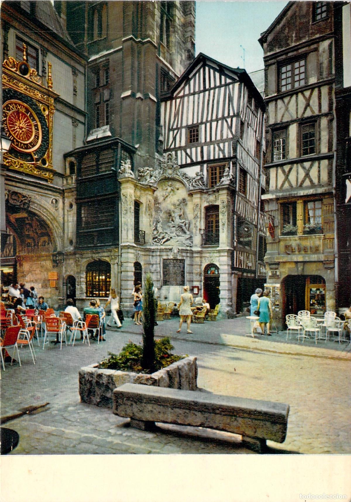 Postales: Postal de Rouen Francia Gran Reloj Gros Horloge y Fuente