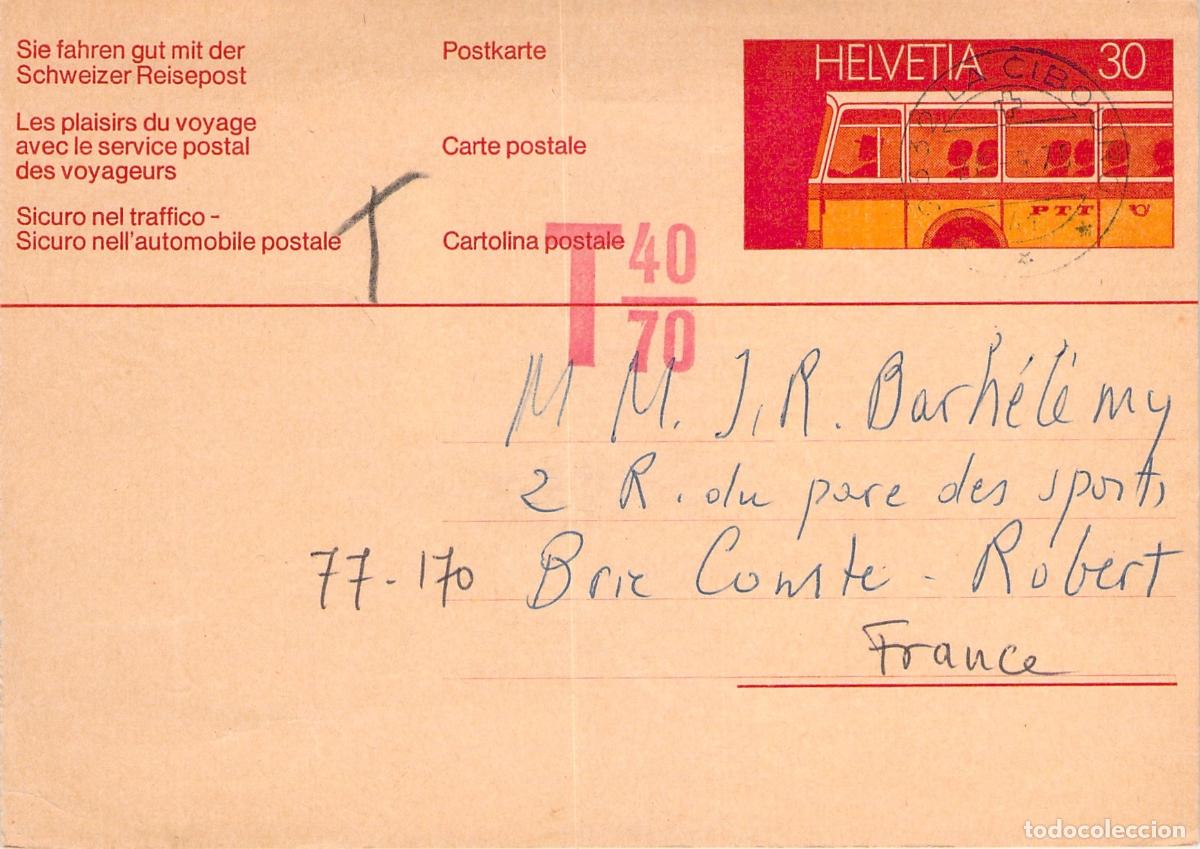 Postales: Tarjeta Postal Suiza Helvetia Entero Postal con Autob&uacute;s