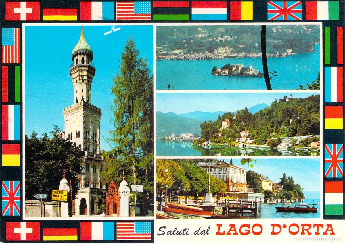 Postales: Postal Tur&iacute;stica del Lago d'Orta Italia Isola di San Giulio y Villa Crespi