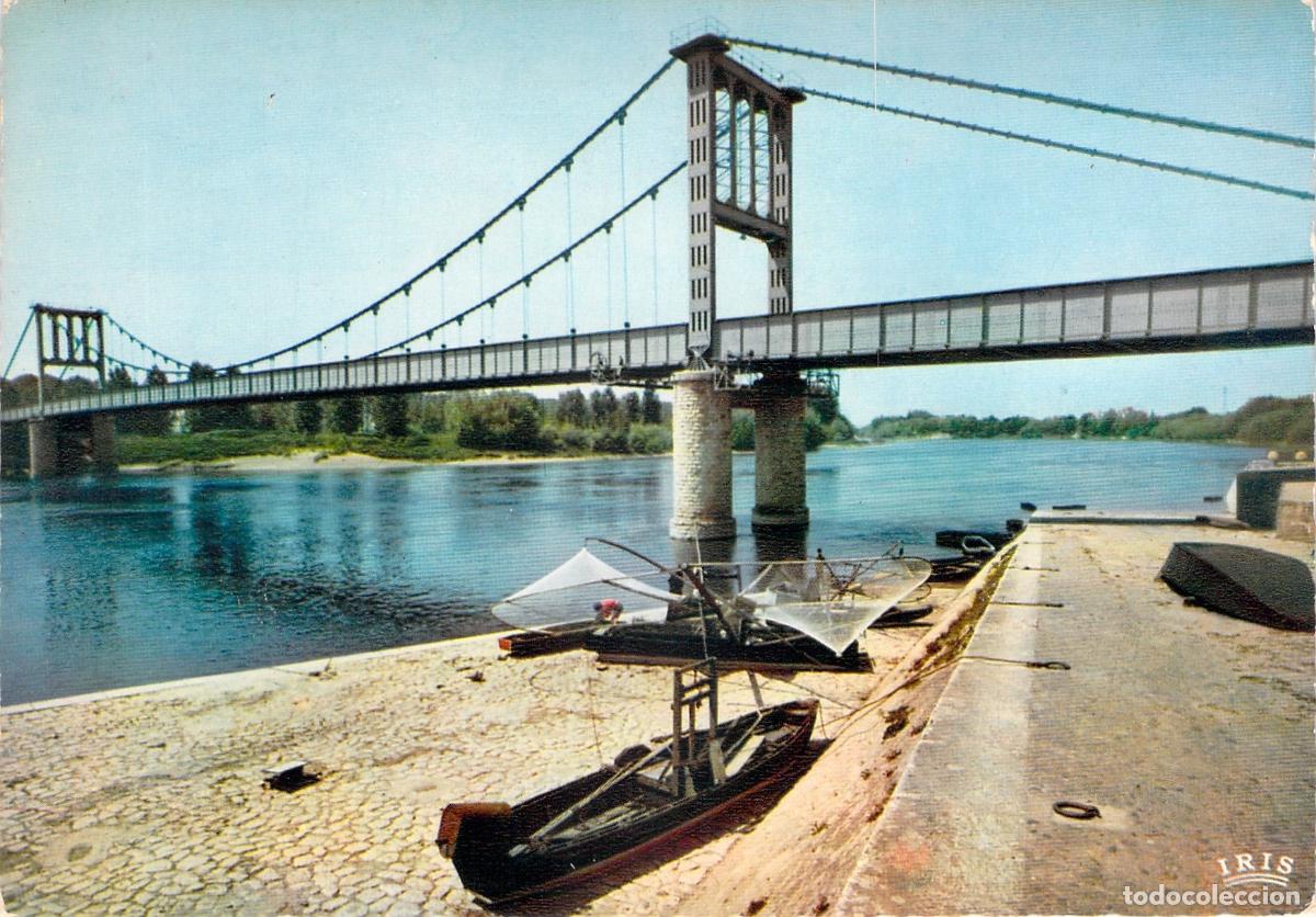 Postales: Postal de Marmande: Puente sobre el Garona y barca de pesca, Francia
