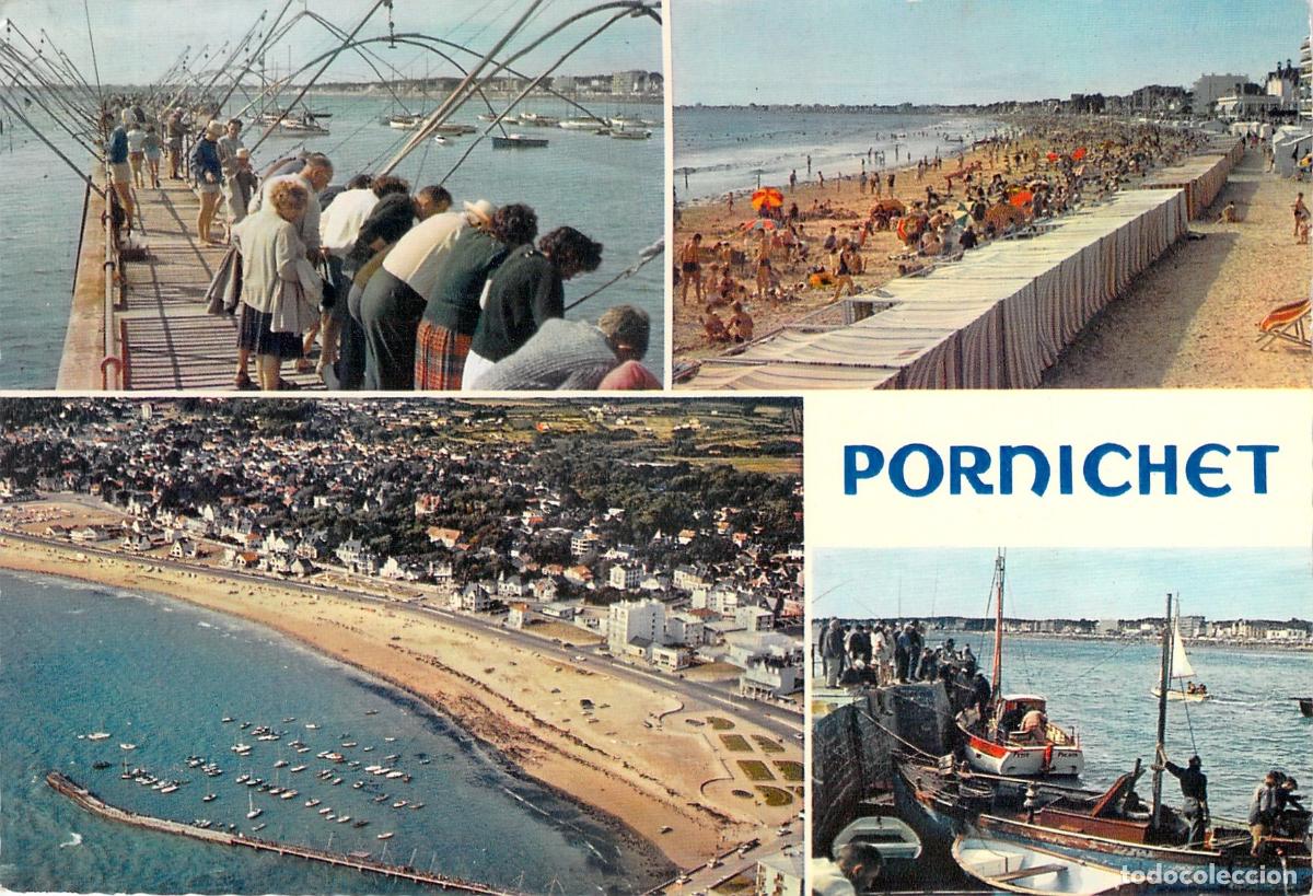 Postales: Postal Multivista de Pornichet Francia Playa y Puerto