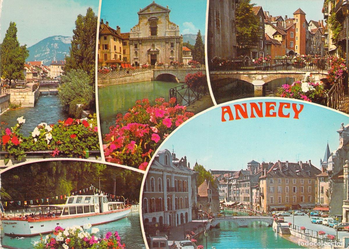 Postales: Postal Multivista de Annecy y sus Canales, Francia