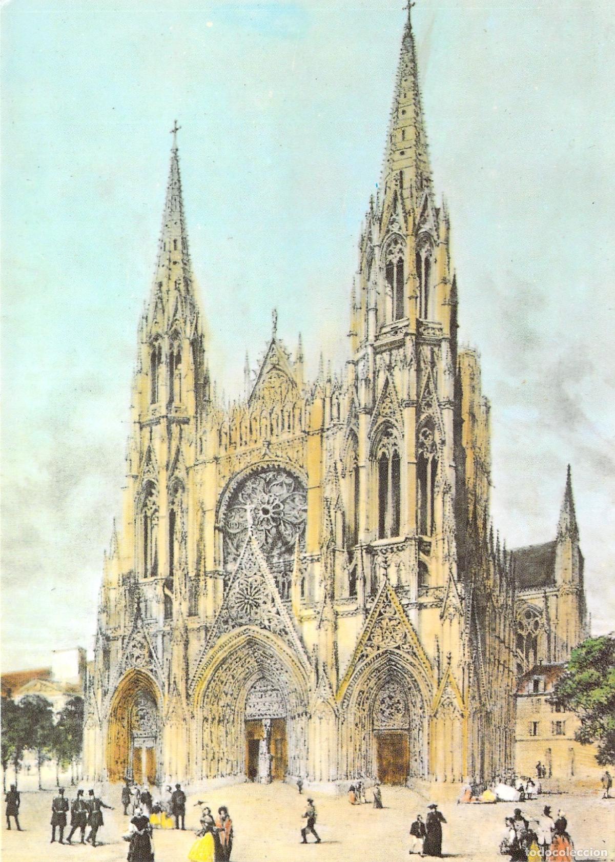 Postkarten: Postal de la Iglesia Saint-Ouen en Rouen, Normand&iacute;a