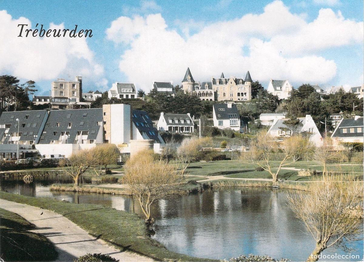 Postkarten: Postal de Tr&eacute;beurden: El Jard&iacute;n P&uacute;blico y Estanque en C&ocirc;tes d'Armor