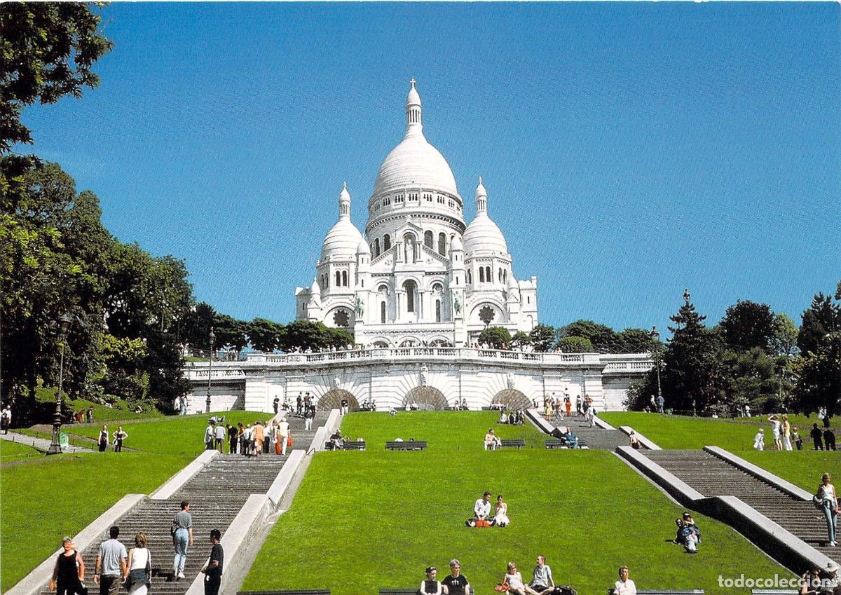 Postkarten: Postal de la Bas&iacute;lica del Sacr&eacute;-C&oelig;ur y Escaleras en Par&iacute;s