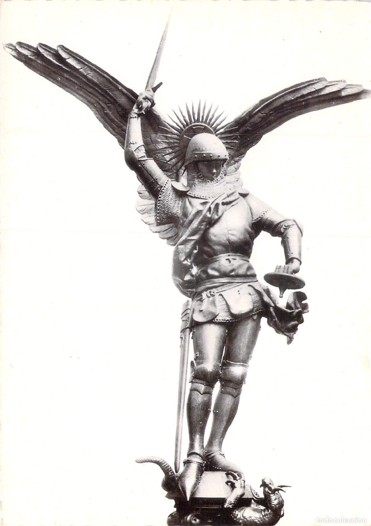 Postales: Postal Estatua de San Miguel de Fr&eacute;miet, Abad&iacute;a del Mont-Saint-Michel