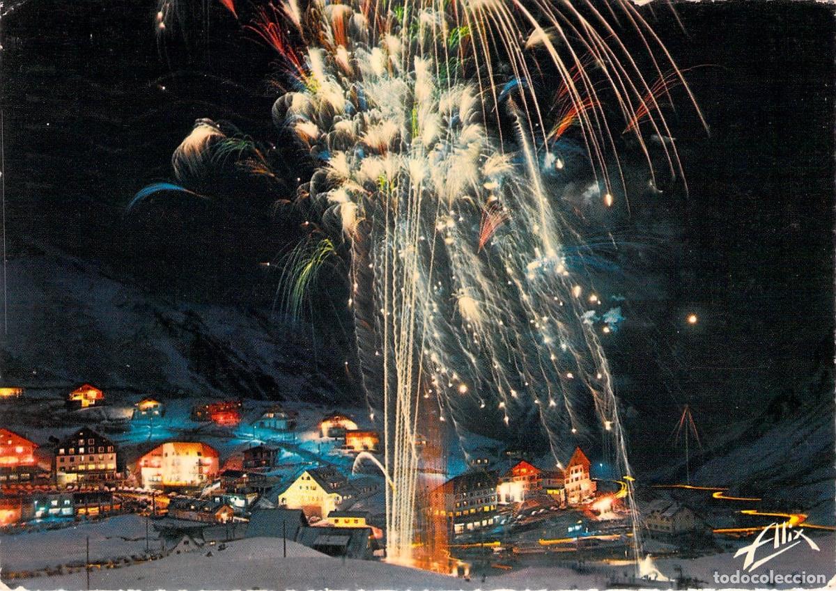 Postales: Postal La Mongie Bagn&egrave;res-de-Bigorre Fiesta Nocturna Fuegos Artificiales