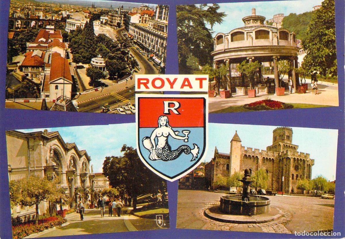 Postales: Postal Multivista de Royat Francia con Escudo y Vistas del Balneario