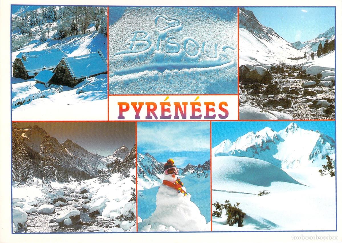 Postales: Postal Multivista de Los Pirineos en Invierno con Escenas de Nieve
