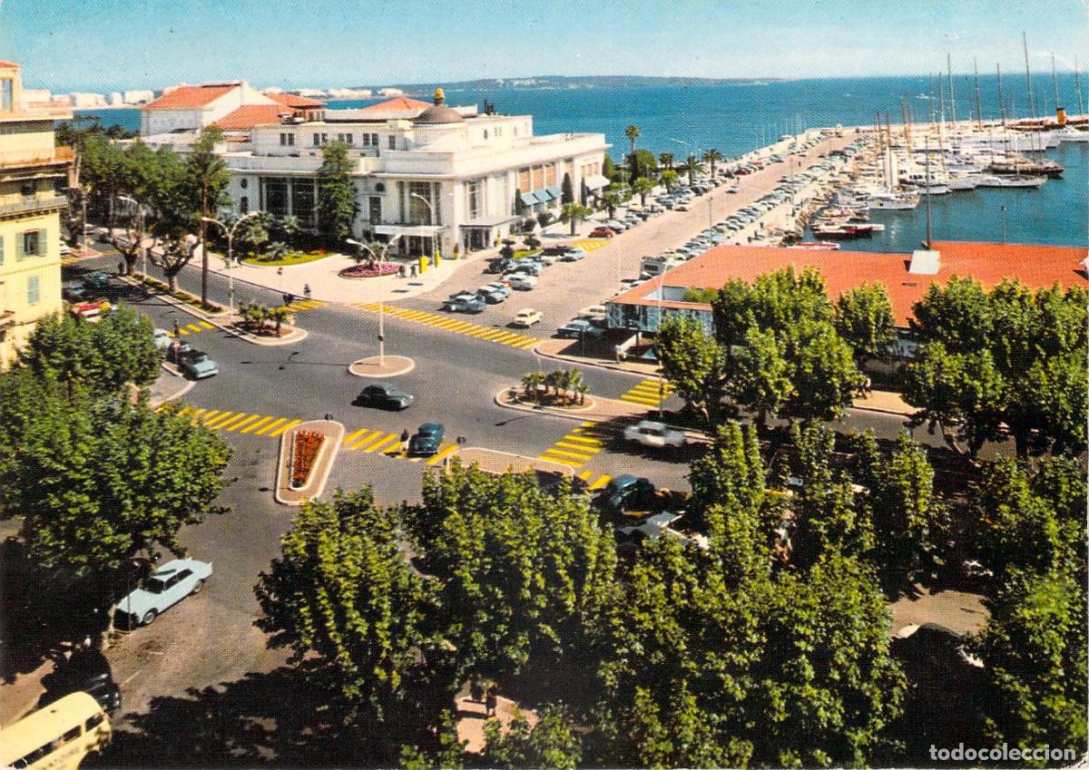 Postales: Postal de Cannes Casino Municipal y Puerto de la Costa Azul
