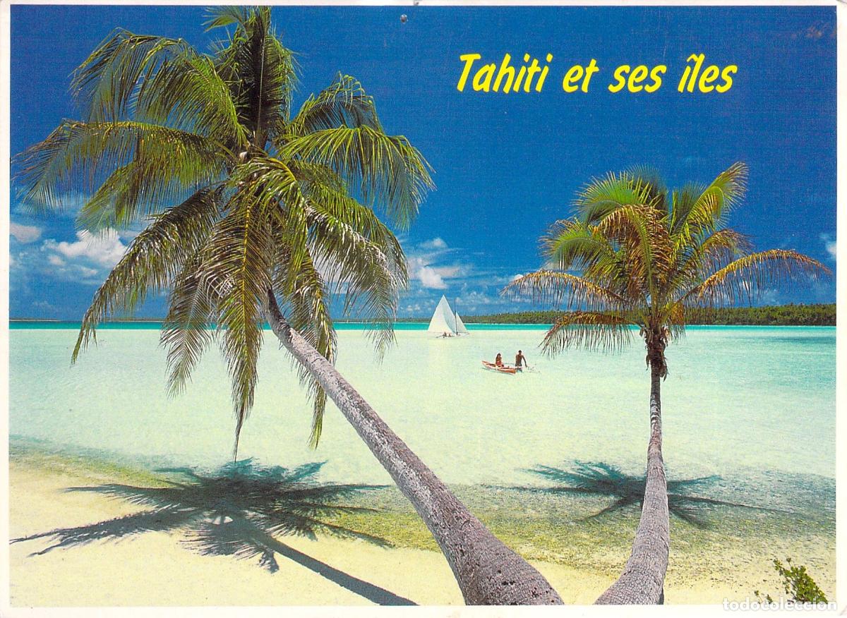Postales: Postal de Tahiti y sus Islas con Palmeras y Playa Tropical