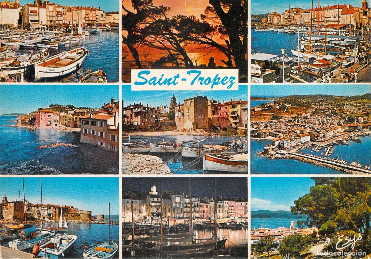 Postales: Postal Multivista de Saint-Tropez, Costa Azul de Francia