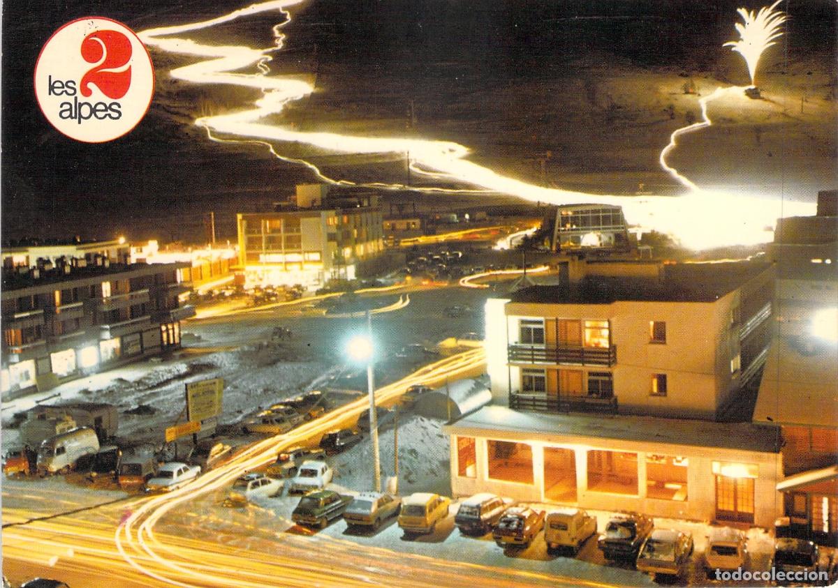 Postales: Postal de Les Deux Alpes en la Noche con Descenso de Antorchas