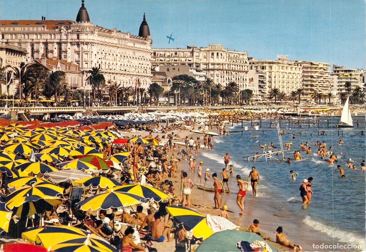 Postkarten: Postal de la Playa de la Croisette en Cannes Francia con Hoteles