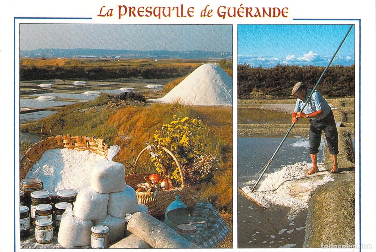 Postales: Postal de las Salinas de Gu&eacute;rande Francia con Recolector de Sal