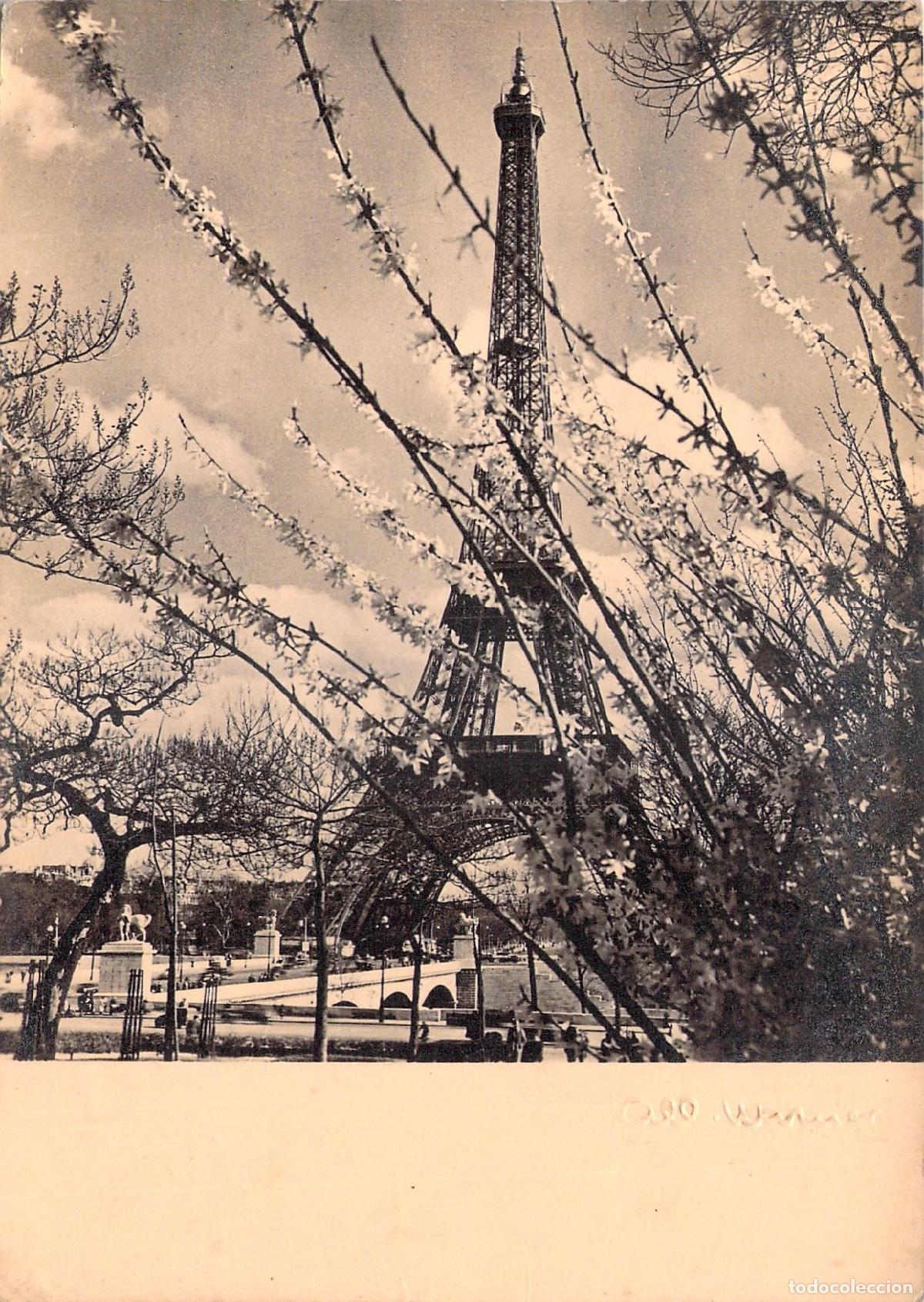 Postales: Postal de la Torre Eiffel en Primavera por Albert Monier Par&iacute;s