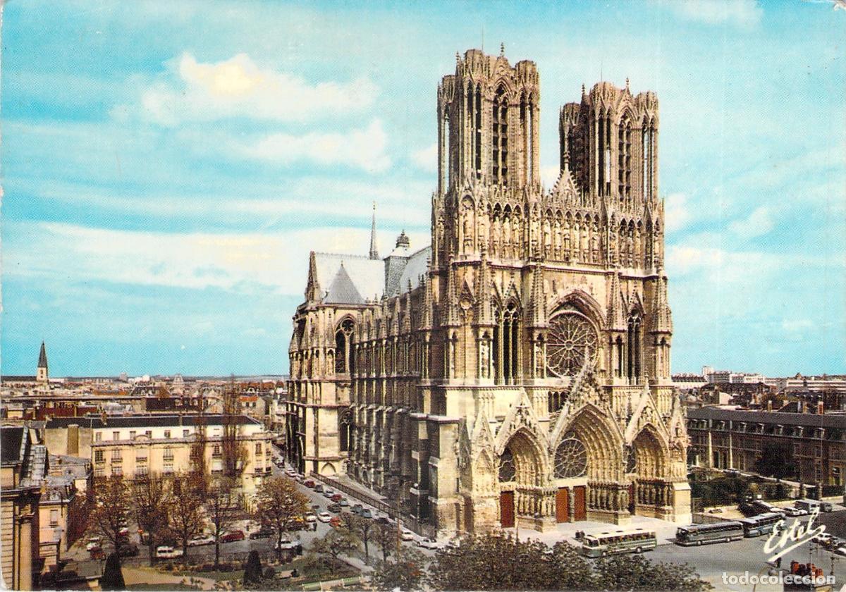 Postales: Postal de la Catedral de Notre-Dame en Reims, Marne, Francia