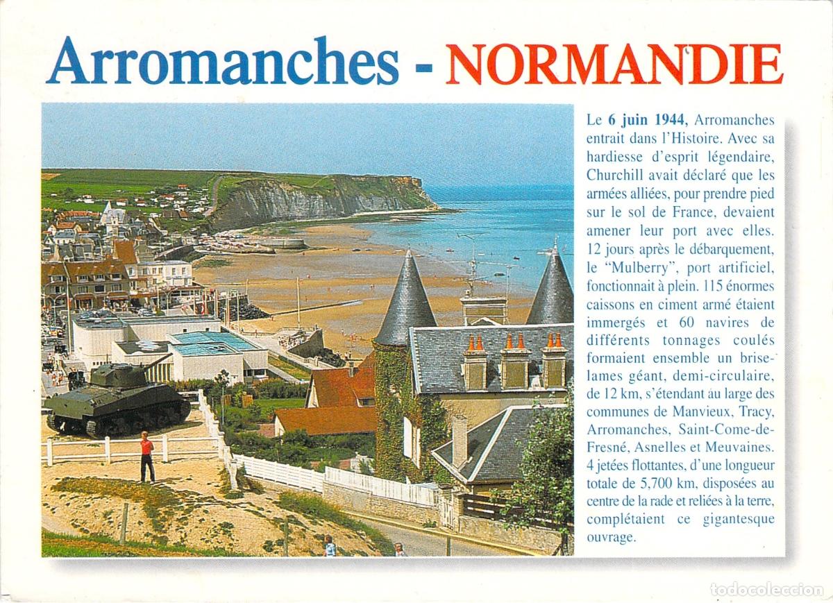 Postales: Postal de Arromanches Normand&iacute;a Costa y Tanque Sherman