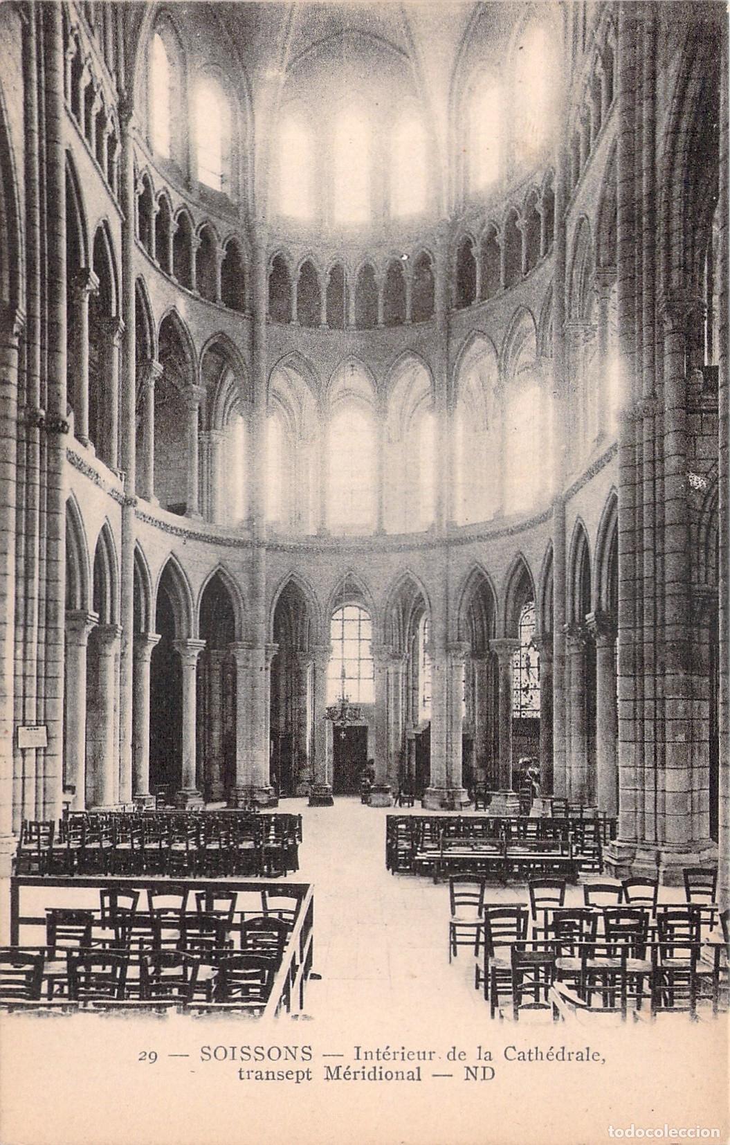 Postkarten: Postal del Interior de la Catedral de Soissons, Transepto Meridional, Francia