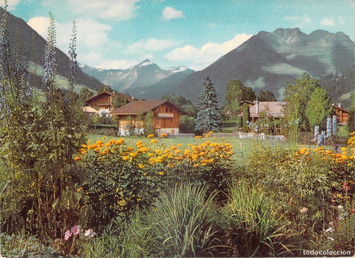 Postkarten: Postal de Gstaad con Vistas a Oldenhorn y Staldenfluh, Suiza