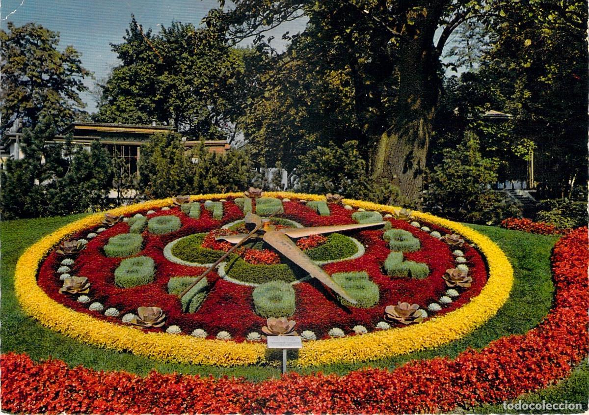 Postkarten: Postal de Ginebra Suiza Reloj de Flores y el Jard&iacute;n Ingl&eacute;s