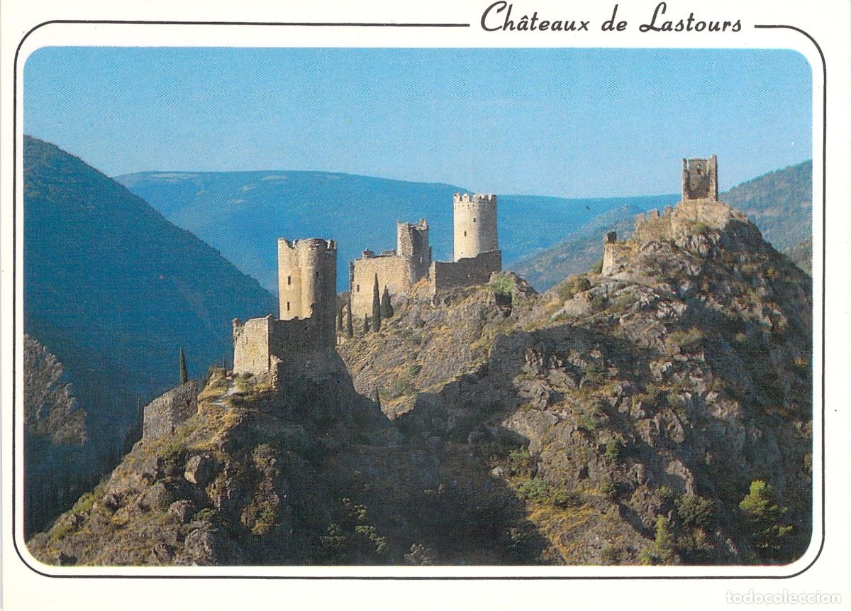 Postkarten: Postal de los Castillos de Lastours, Ch&acirc;teaux Cathares, Francia