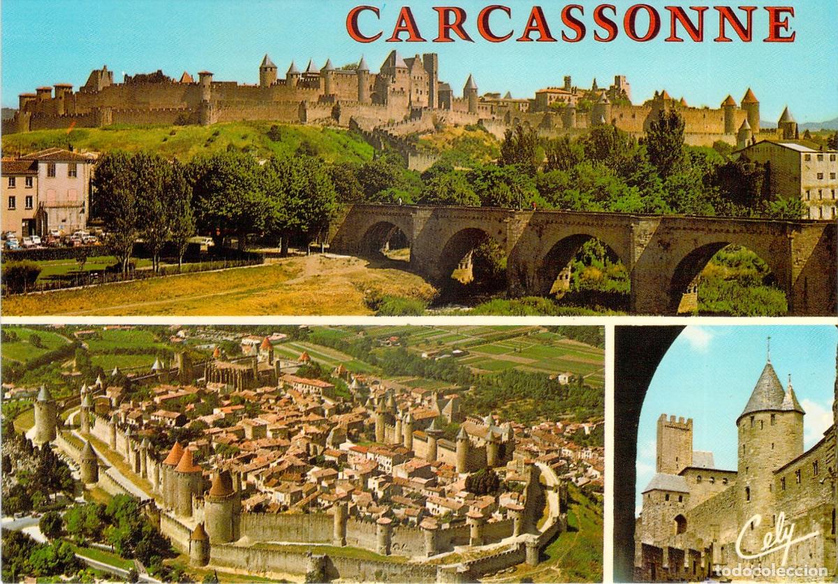 Postkarten: Postal de Carcasona con Vista de la Ciudadela y Pont Vieux