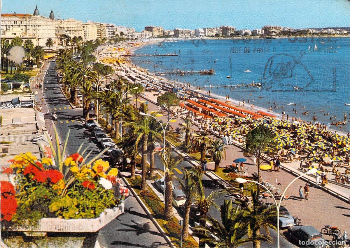 Postales: Postal de Cannes La Croisette y la Playa Costa Azul
