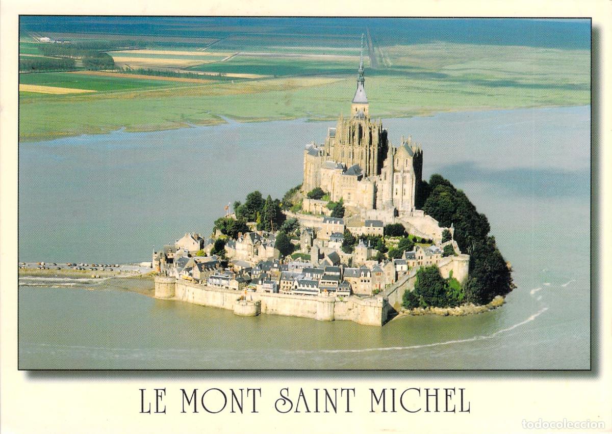 Postales: Postal de la Abad&iacute;a del Mont Saint-Michel en Normand&iacute;a Francia