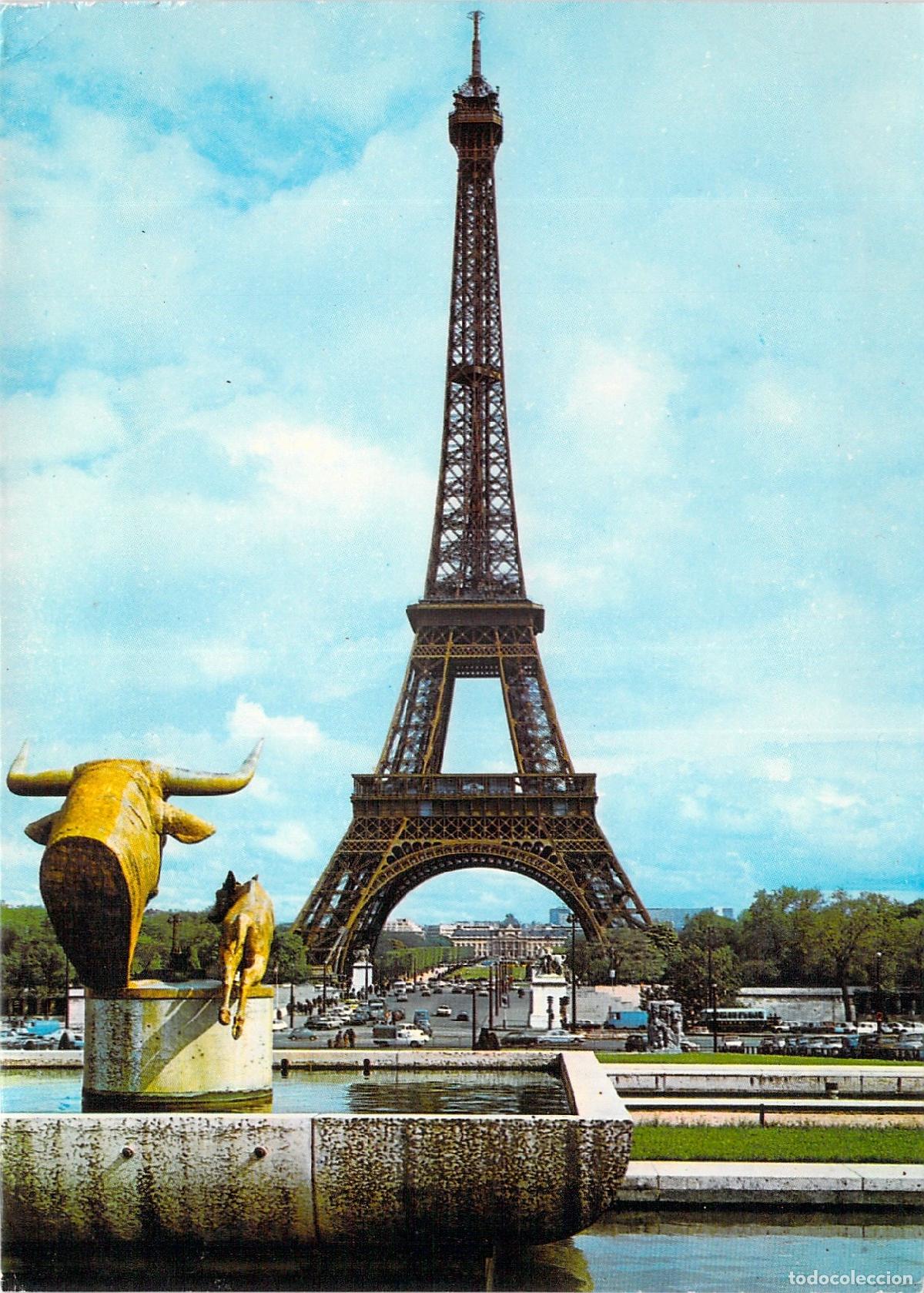 Postales: Postal de Par&iacute;s con la Torre Eiffel y Fuente del Trocadero