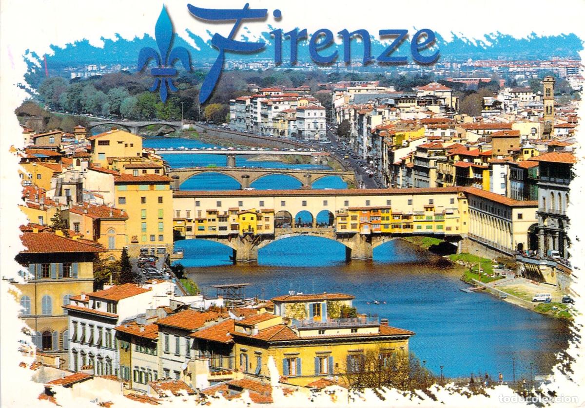 Postales: Postal de Florencia, Vista Panor&aacute;mica del Ponte Vecchio sobre el R&iacute;o Arno