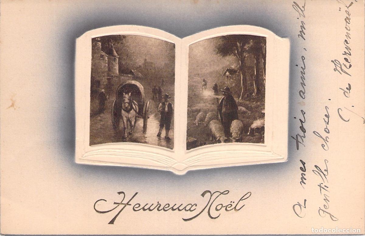 Postales: Postal de Navidad Francesa Heureux No&euml;l con Relieve
