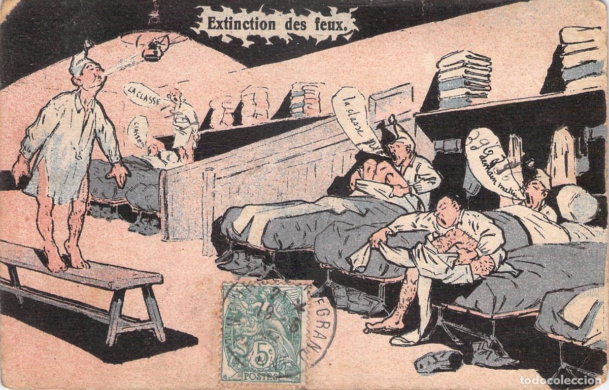 Postais: Postal Humor&iacute;stica Francesa de Soldados en Cuartel