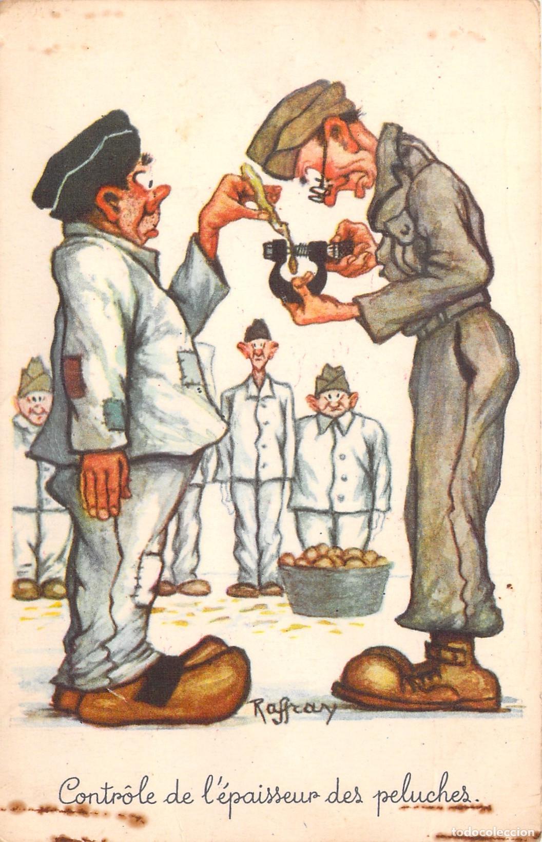 Postais: Postal de Humor Militar Franc&eacute;s de Raffray - Pelar Patatas