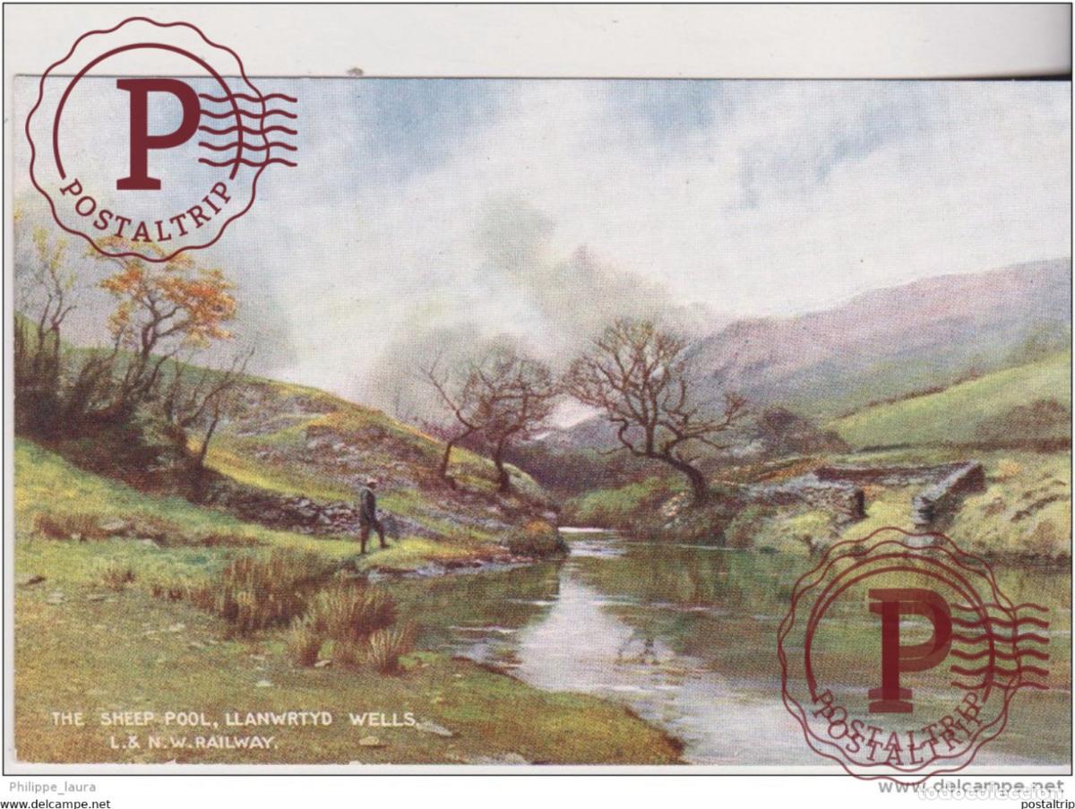 Postales: Early L & N.W. Railway Postcard - The Sheep Pool Llanwrtyd Wells Becknockshire Wales