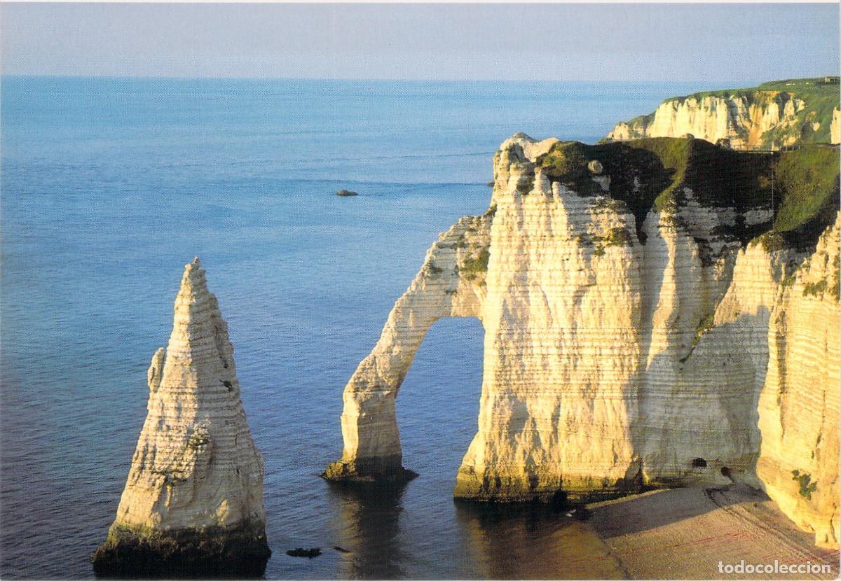 Postales: Postal Acantilados de &Eacute;tretat y Ojo de Aguja, Costa de Alabastro