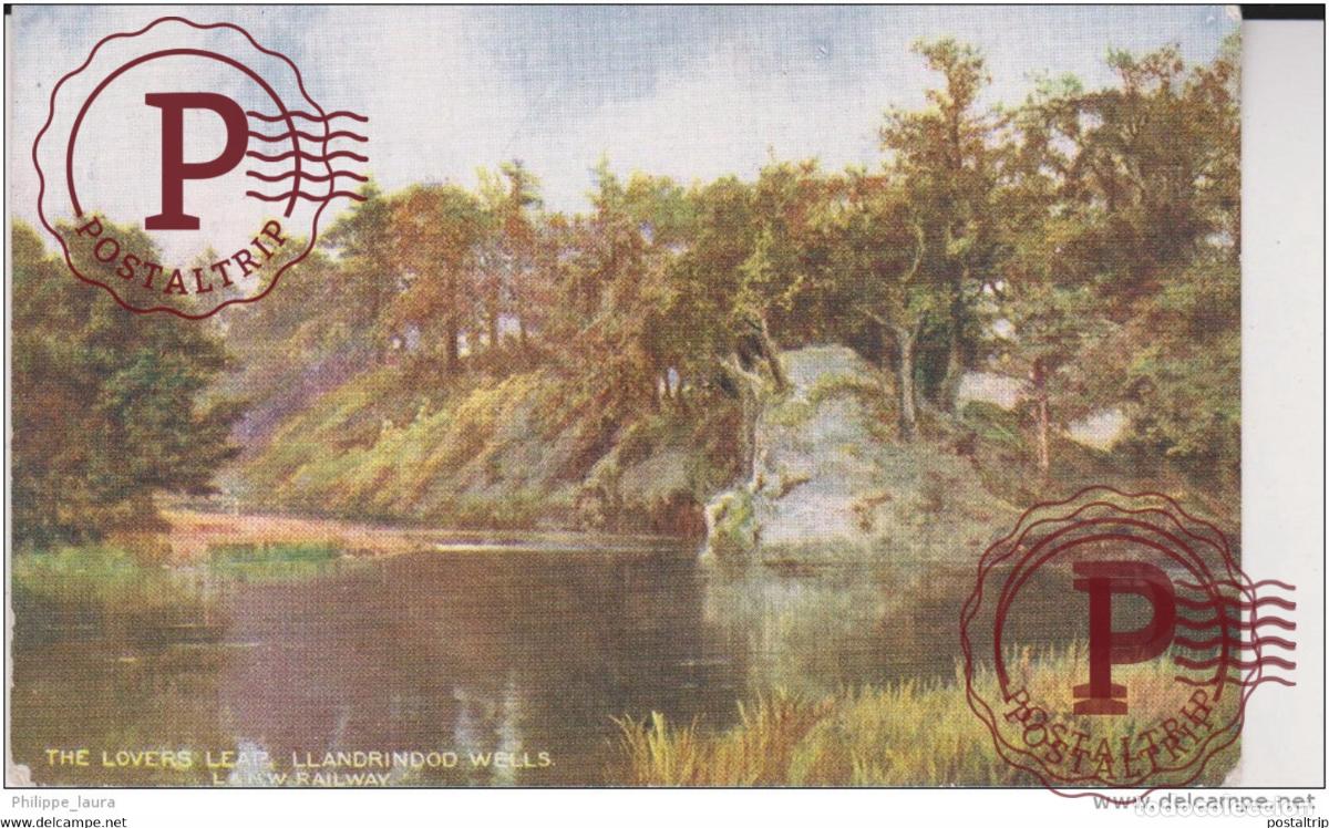 Postales: 1907 Early L & N.W. Railway Postcard - The lovers leap Llanwrtyd Wells Becknockshire Wales