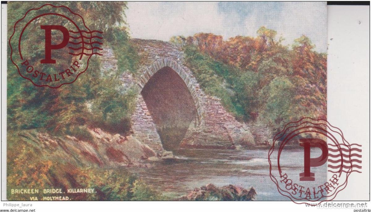 Postkarten: 1908 brickeen bridge Killarney via Holyhead