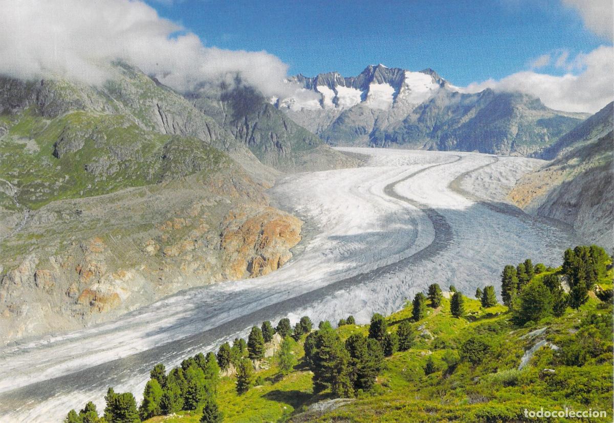 Postkarten: Postal Glaciar Aletsch en los Alpes Berneses de Suiza